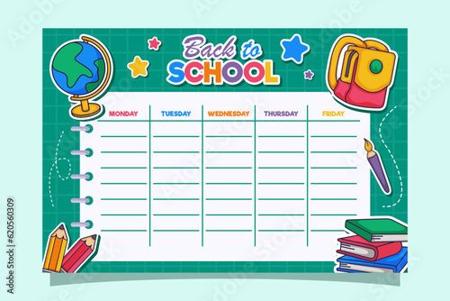Back to School Time Table Template Vector
