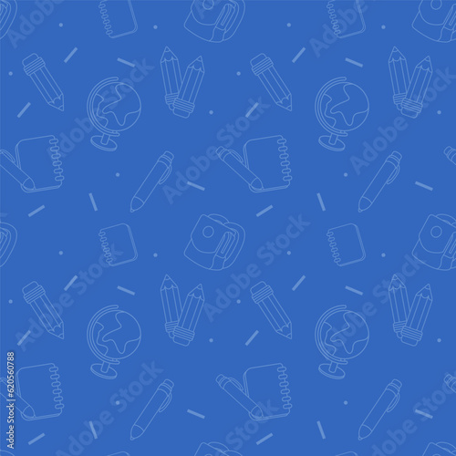Back to school set of study supplies seamless pattern