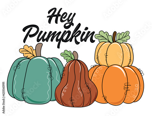 Vintage pumpkin set vector hey pumpkin clip art