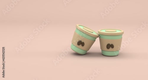Coffee, takeaway coffee cup, coffee shop flyer, tea and coffee ad banner, app for ordering hot drinks, black drink (3d illustration)