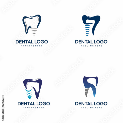 set of dental logo vector icon