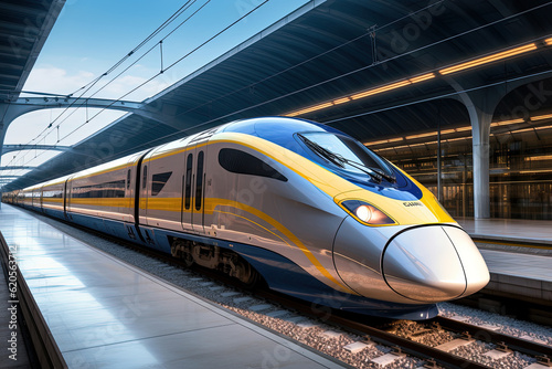 Experience the cutting-edge efficiency of modern high-speed bullet trains, revolutionizing transportation with their sleek design and rapid travel capabilities photo