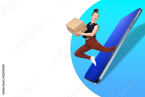 Woman with courier package....
