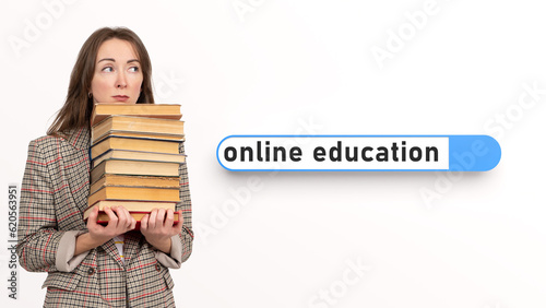 Online education. Woman wit...