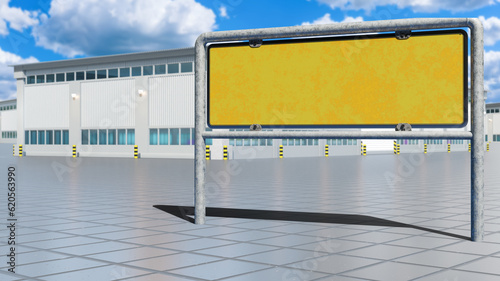 Advertising banner near fac...