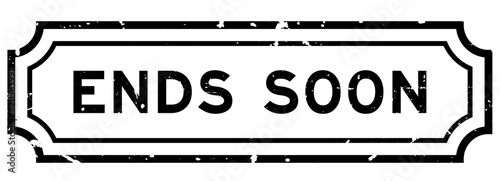 Grunge black ends soon word rubber seal stamp on white background