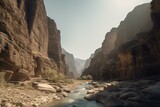 Stunning views of Wadi Al Disah valley in Tabuk, Saudi Arabia. Generative AI