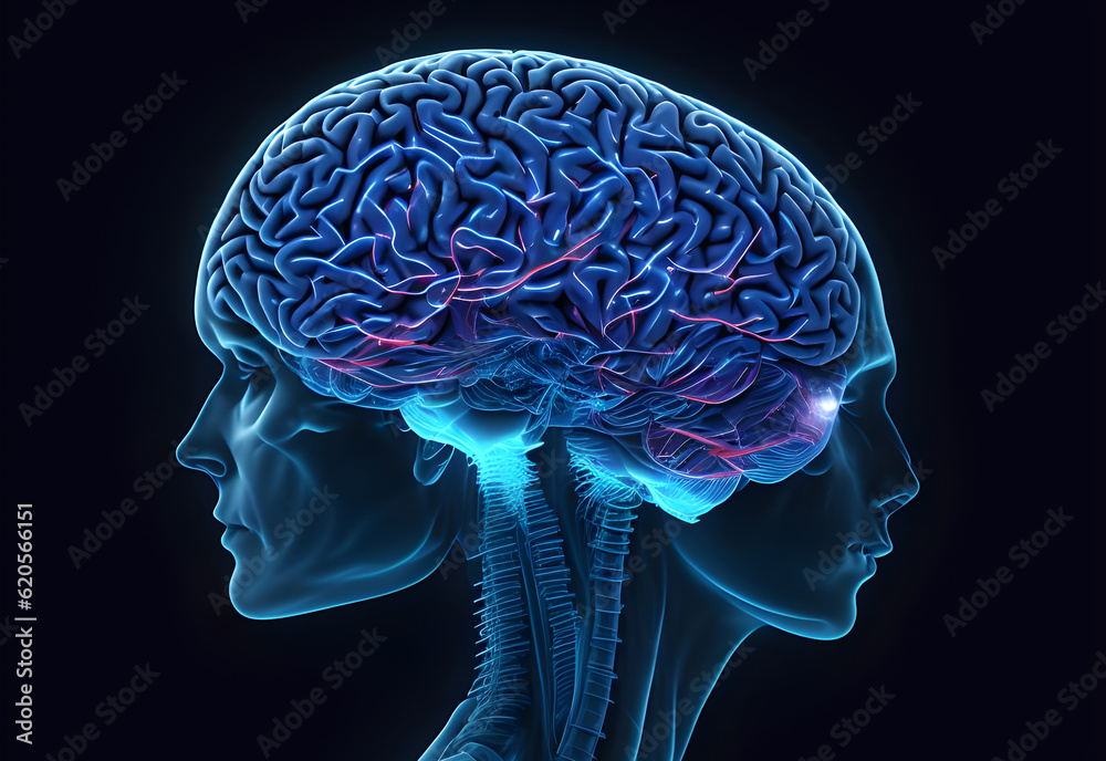 Human brain on mental idea mind Concept. Artificial Digital Brain big Data. Generative AI. Human brain on mental idea mind Concept. Artificial Digital Brain big Data. Generative AI.
