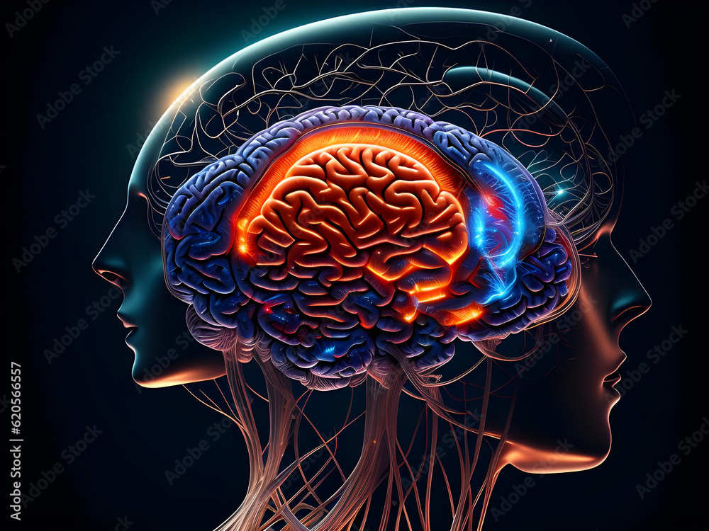 Human brain on mental idea mind Concept. Artificial Digital Brain big Data. Generative AI. Human brain on mental idea mind Concept. Artificial Digital Brain big Data. Generative AI.
