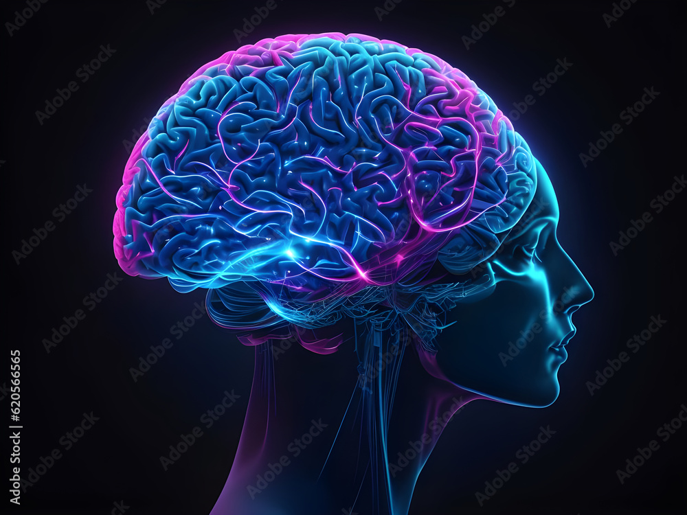 Human brain on mental idea mind Concept. Artificial Digital Brain big Data. Generative AI. Human brain on mental idea mind Concept. Artificial Digital Brain big Data. Generative AI.