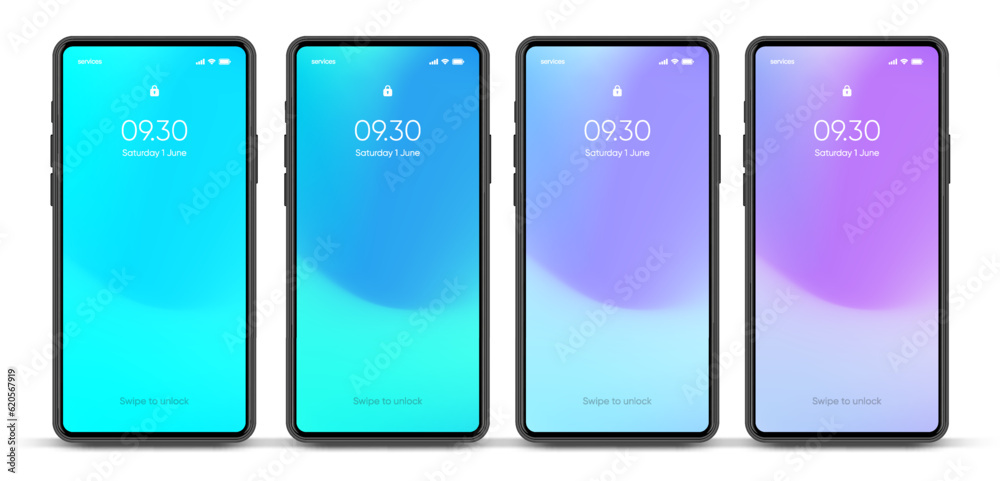 Obraz premium 3D realistic high quality smartphone mockup with isolated background. Smart phone mockup collection. Device front view. 3D mobile phone with shadow on white background.