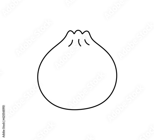 Vector isolated one single simplest dumpling khinkali gyoza colorless black and white contour line easy drawing