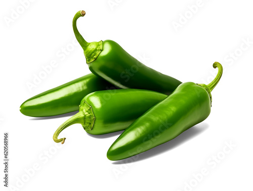 Group of jalapeno peppers isolated on transparent or white background, png photo