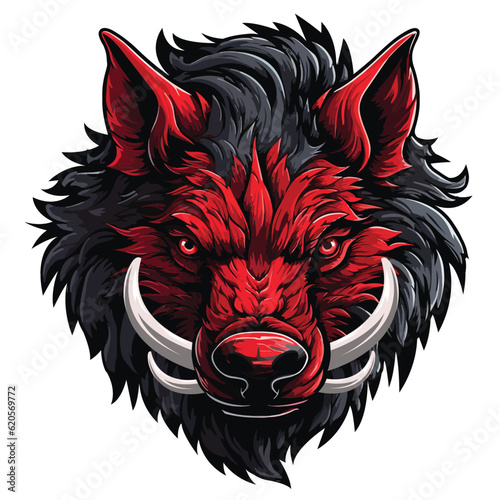 Strong and brutal boar head graphic. for use in tattooing as an illustration or screened on a shirt