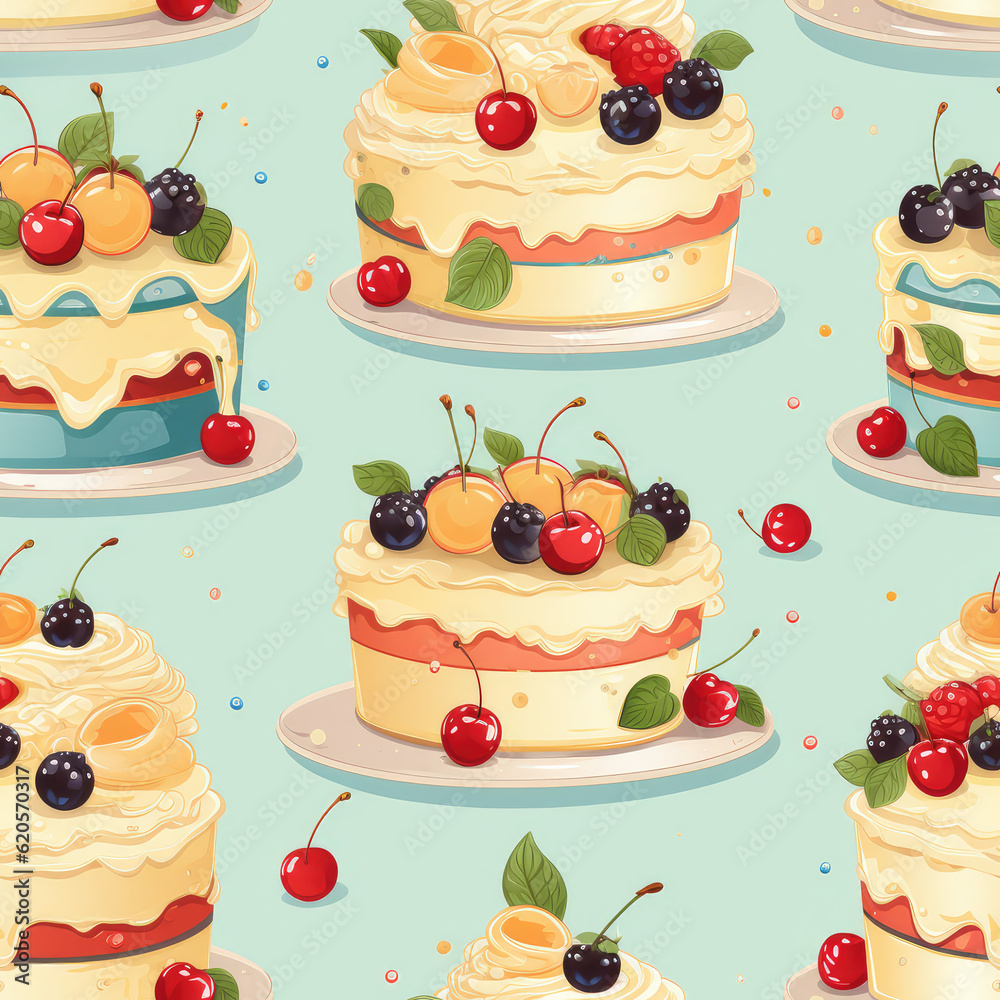 Pastry cartoon cute repeat pattern Pastry cartoon cute repeat pattern