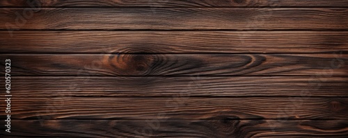 Dark oak wooden textured detailed background, panorama. Generative Ai.