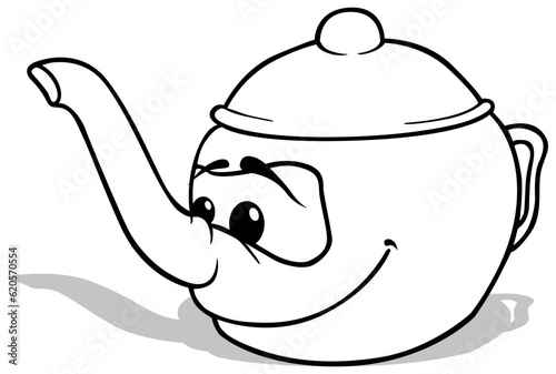Drawing of a Smiling Teapot with a Face