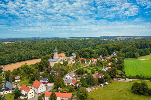 Bird's-eye view of Zwernitz Castle in the village of Wonsees/Germany in Upper Franconia