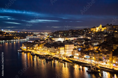 View of the City of Porto at night. Portugal 