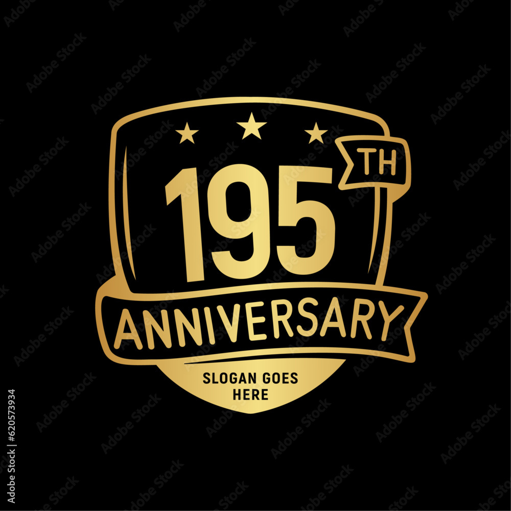 195 years anniversary celebration shield design template. 195th anniversary logo. Vector and illustration. 195 years anniversary celebration shield design template. 195th anniversary logo. Vector and illustration.