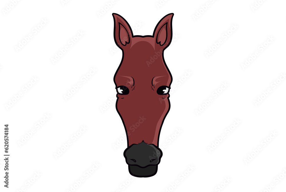 Horse animal head cartoon wildlife face character art