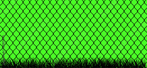 Steel wire chain, line fence. Chromakey, green screen background. Chainlink fence. Safety, chain link fence. Wire mesh steel icon. Chroma key studio tv concept. 1920, 1080 video format.