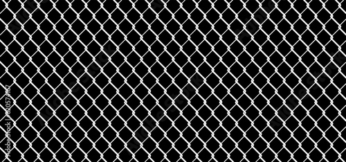 Steel wire chain. Chainlink fence. Safety fence pattern. Seamless chain link fence. Wire mesh steel icon. Grid metal chain-link. Metallic wired fence pattern.