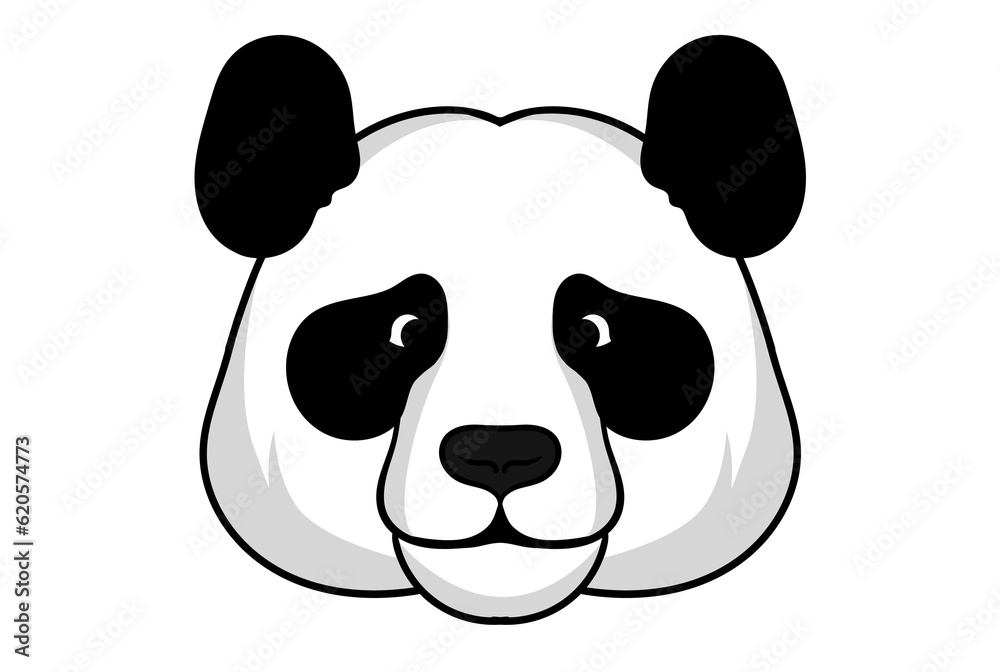 Panda animal head cartoon wildlife face character art