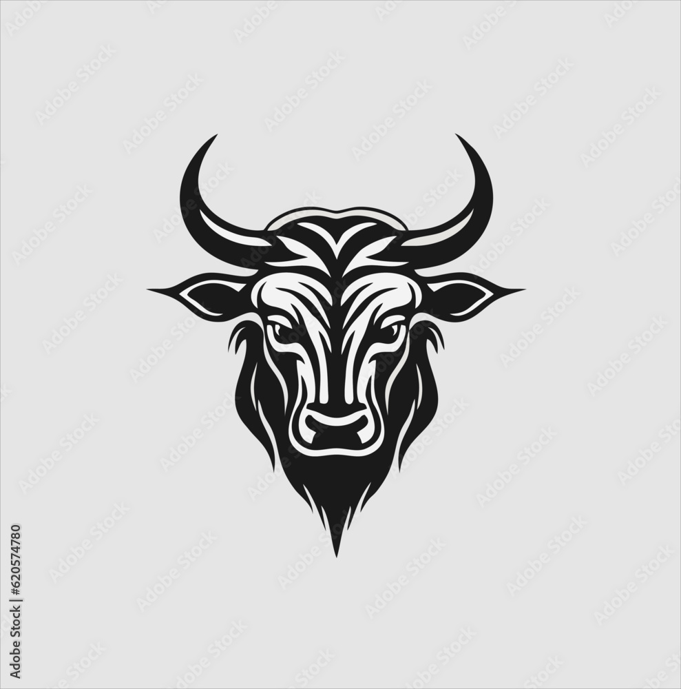 Fototapeta premium BULL head silhouette symbol, simple bull logo design