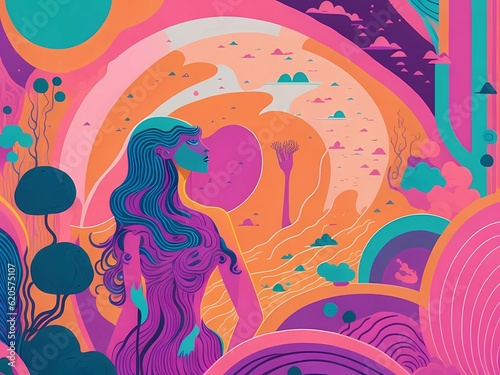 editorial illustration Linked to wellness and experimentation -Psychic Waves