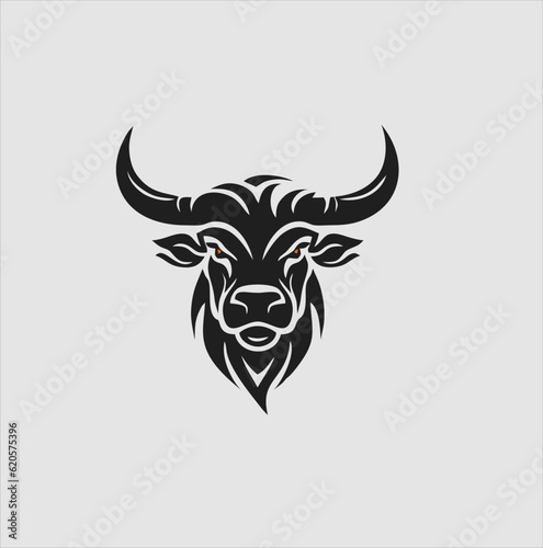 BULL head silhouette symbol, simple bull logo design