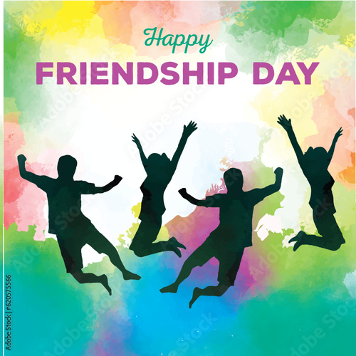 Free vector international friendship day background with people silhouette