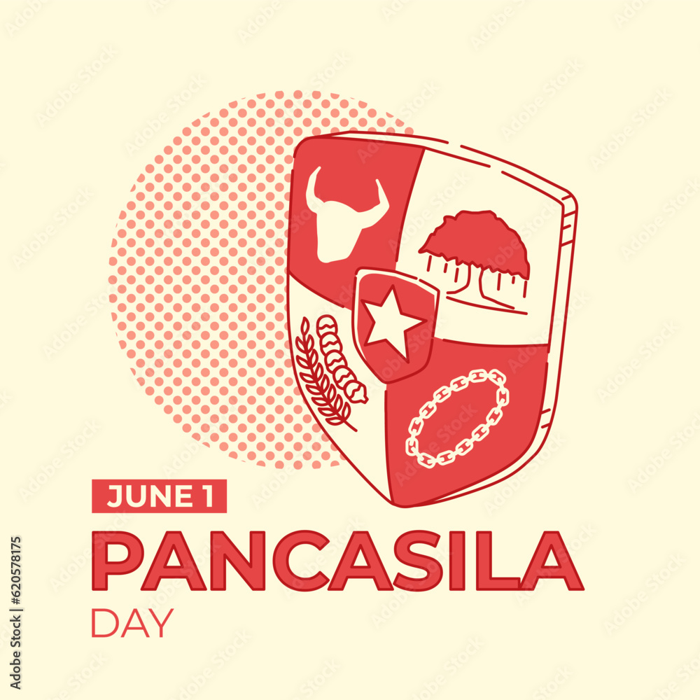 Vector illustration of Indonesia's National Pancasila Day commemorated on June 1 st