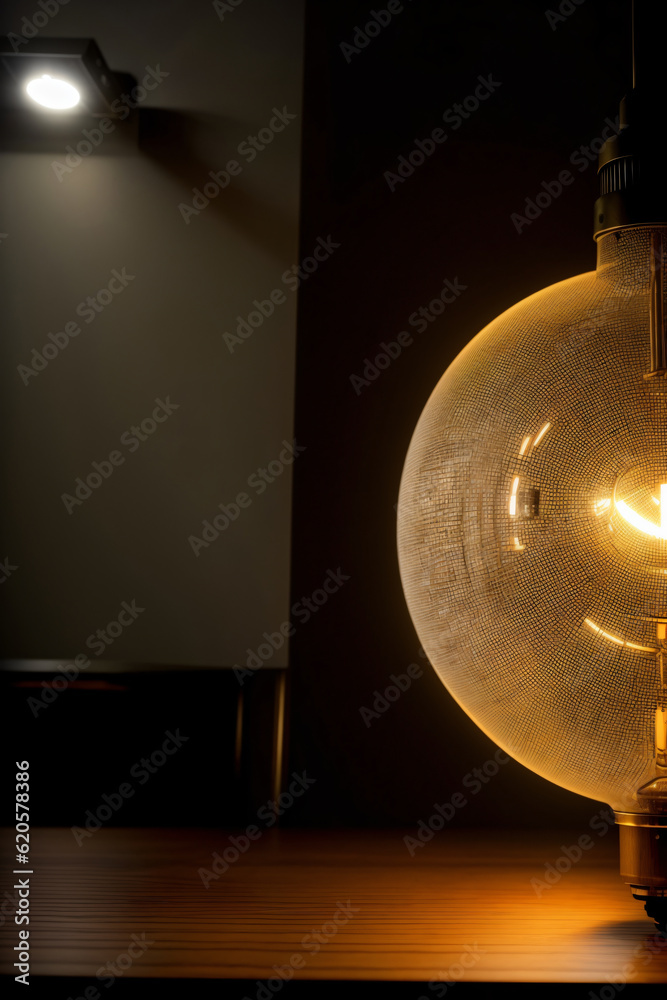 A Light Bulb Sitting On Top Of A Wooden Table