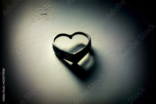 A Heart Shaped Ring Sitting On Top Of A Table