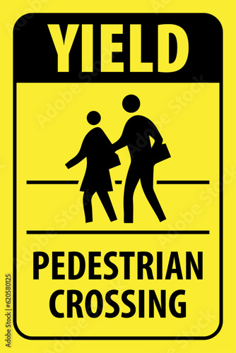 Vector graphic of pedestrian crossing road sign informing drivers to yield