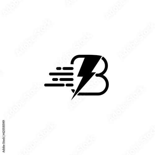 B LIGHTNING Logo Design, Vector Initial Letter Logo, Initial B fast Logo