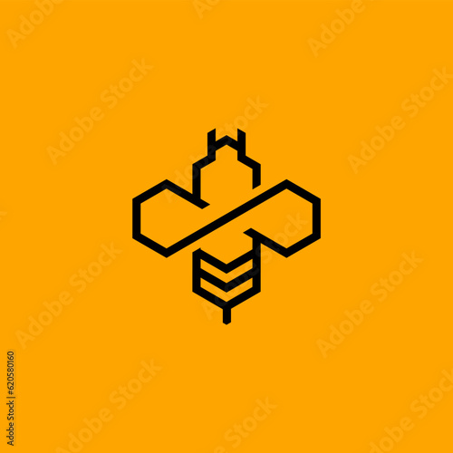 Bee honey creative logo, Invinity bee vector icon