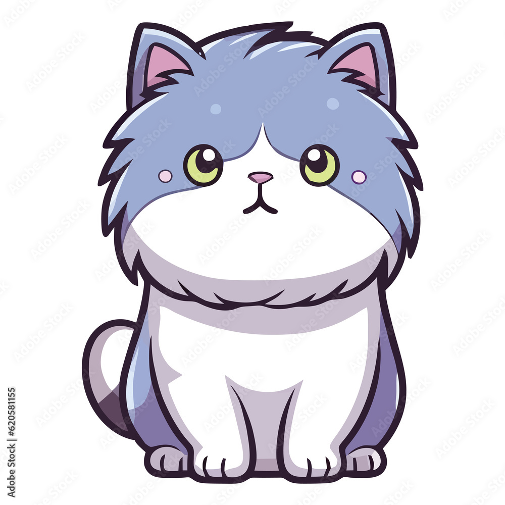 Majestic Paws: Enchanting 2D Illustration of a Persian Cat