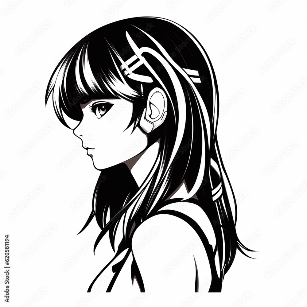 Black and white women tattoos, anime style Black and white women tattoos, anime style