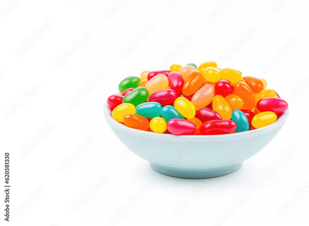 A Bowl of Jelly Beans Isolated on a white Background A Bowl of Jelly Beans Isolated on a white Background