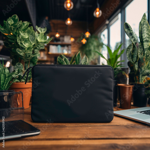 Generative AI.Blank laptop sleeve mockup.