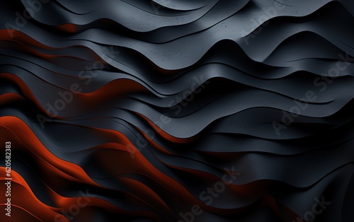 black wave background. Abstract vector illustration with black wavy.