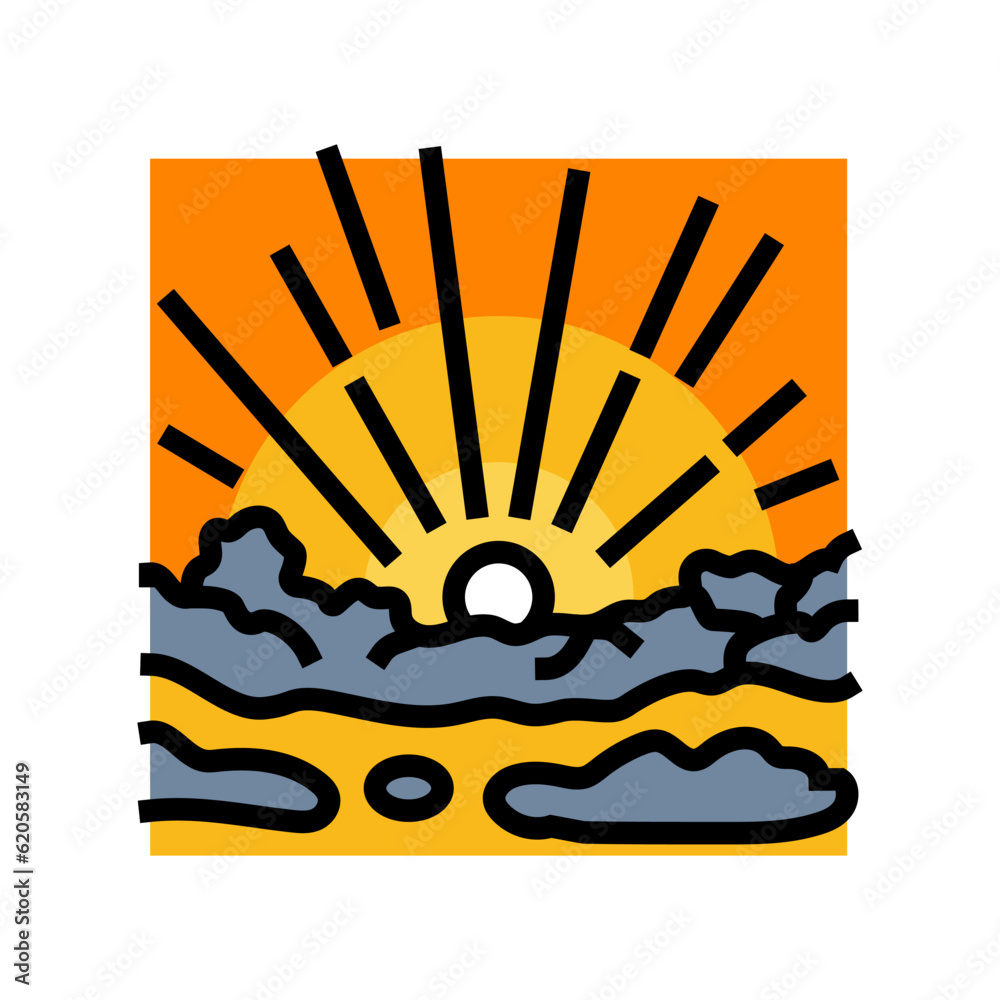 sky sunrise sun summer sunlight color icon vector. sky sunrise sun summer sunlight sign. isolated symbol illustration