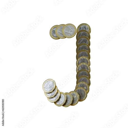 Euro Coins 3D Alphabet or PNG Letters