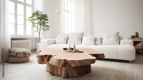 AI-Generated Modern Living Room Design  Grey Corner Sofa  Minimalist D  cor  Large Window Overlooking Forest in Country House     Contemporary Interior Style