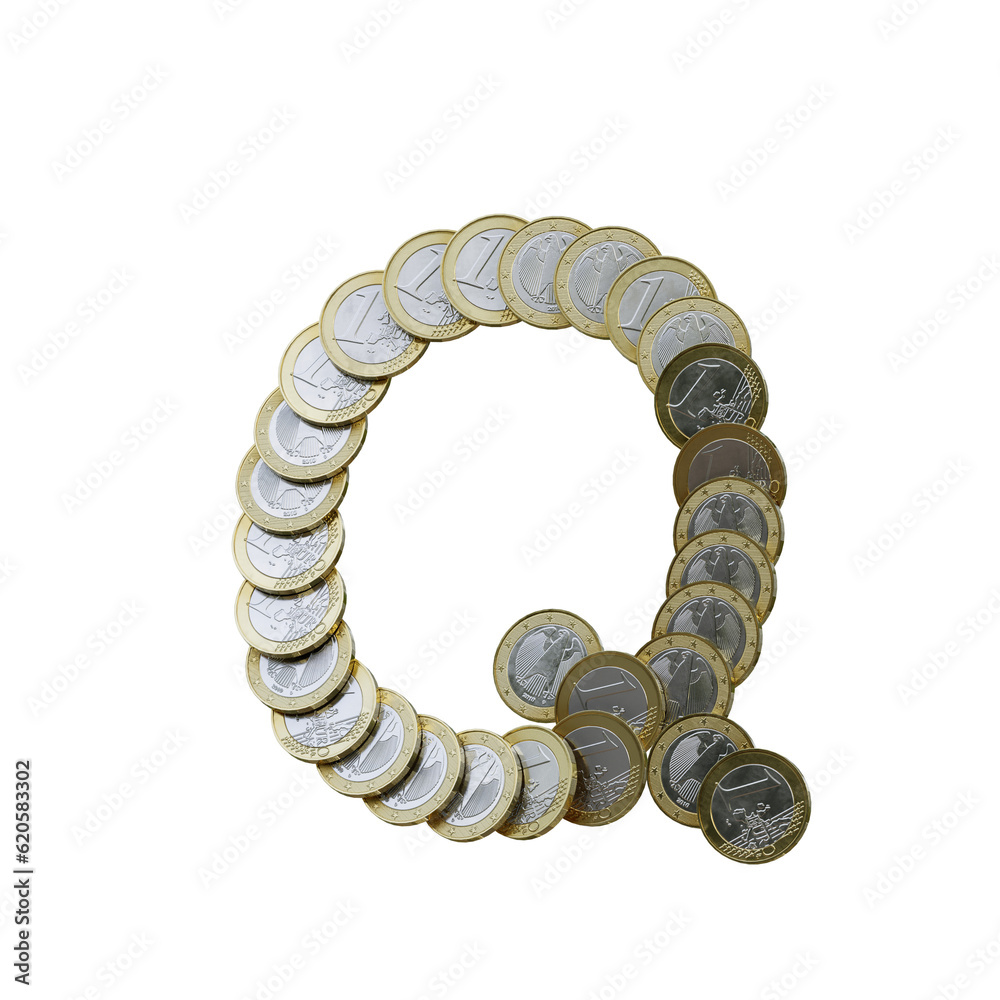 Obraz premium Euro Coins 3D Alphabet or PNG Letters