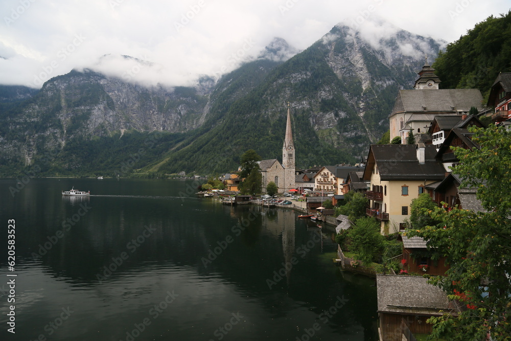 A boat floating in the water, Austria A boat floating in the water, Austria