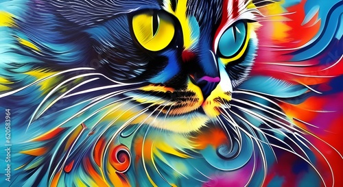 Beautiful cute cat. Modern minimal cat pattern. Cool and creative cat. Cat design idea. Generative AI. Cool cat  08