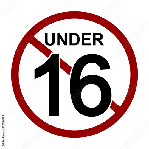 Under 16 years sign prohibition symbol.